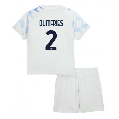 Otroški Nogometni dresi Inter Milan Denzel Dumfries #2 Gostujoči 2025-26 Kratek Rokav (+ Kratke hlače)